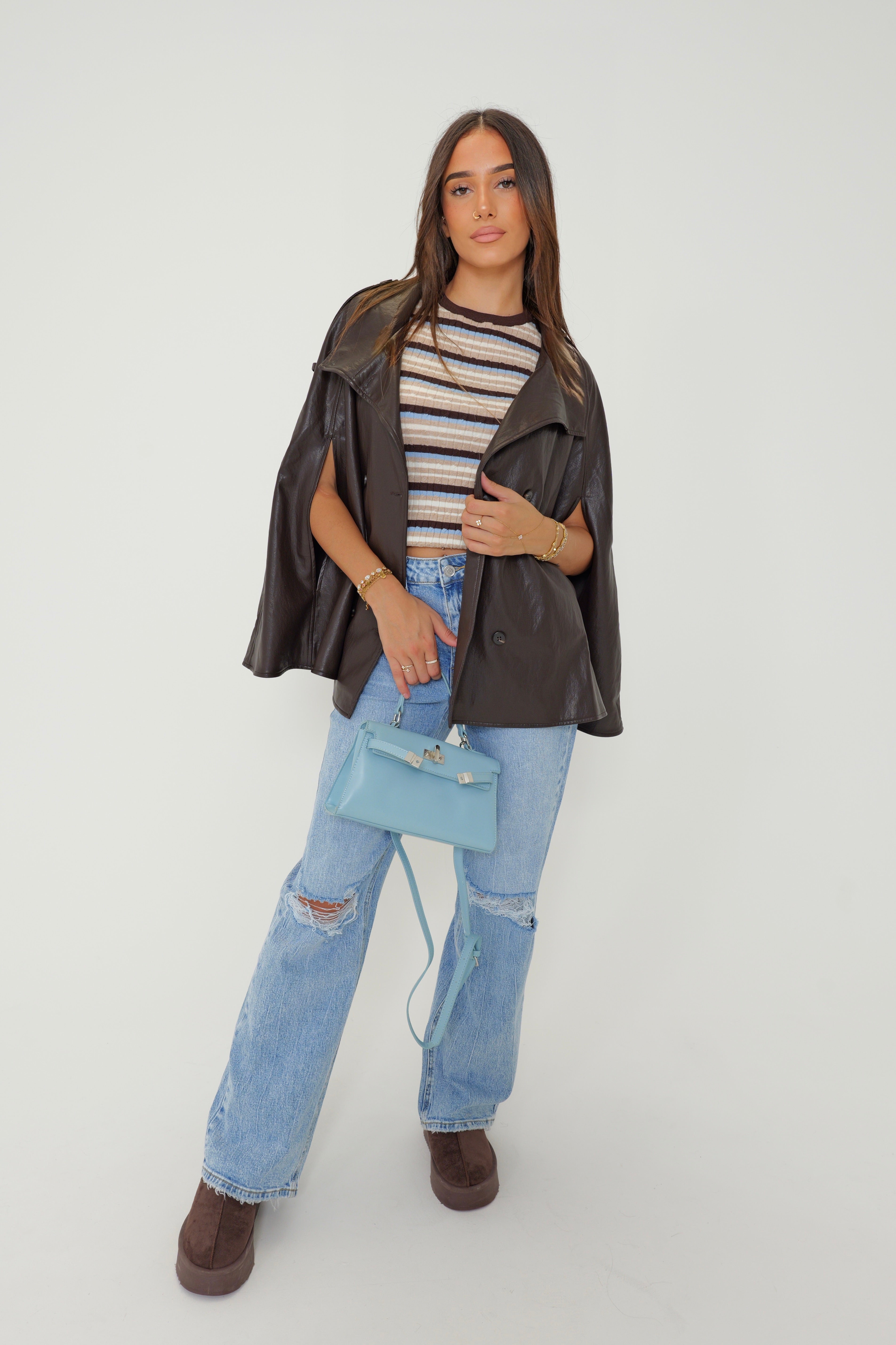 Veste Cape Simili Brown