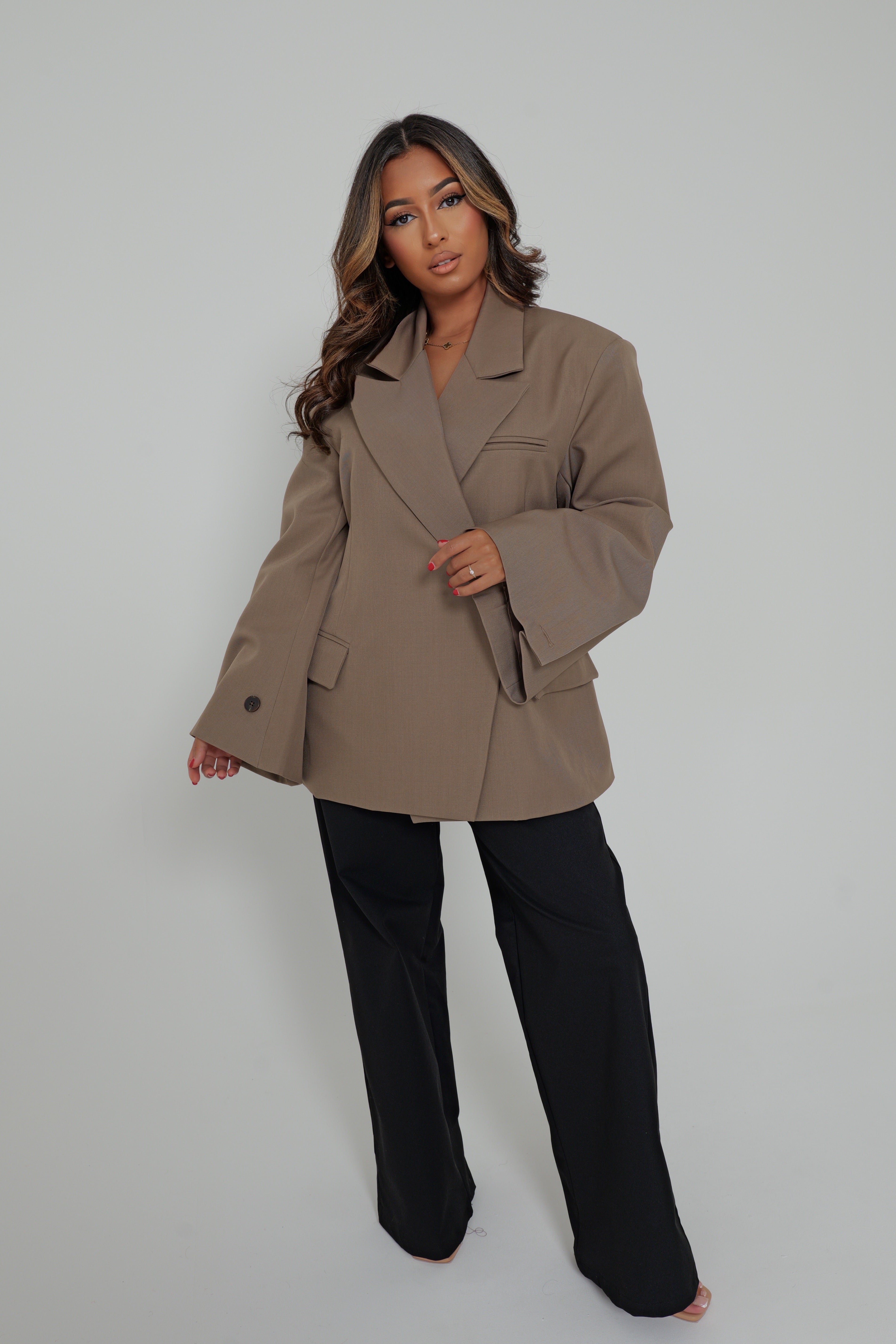 BLAZER MANCHES FLARE - taupe