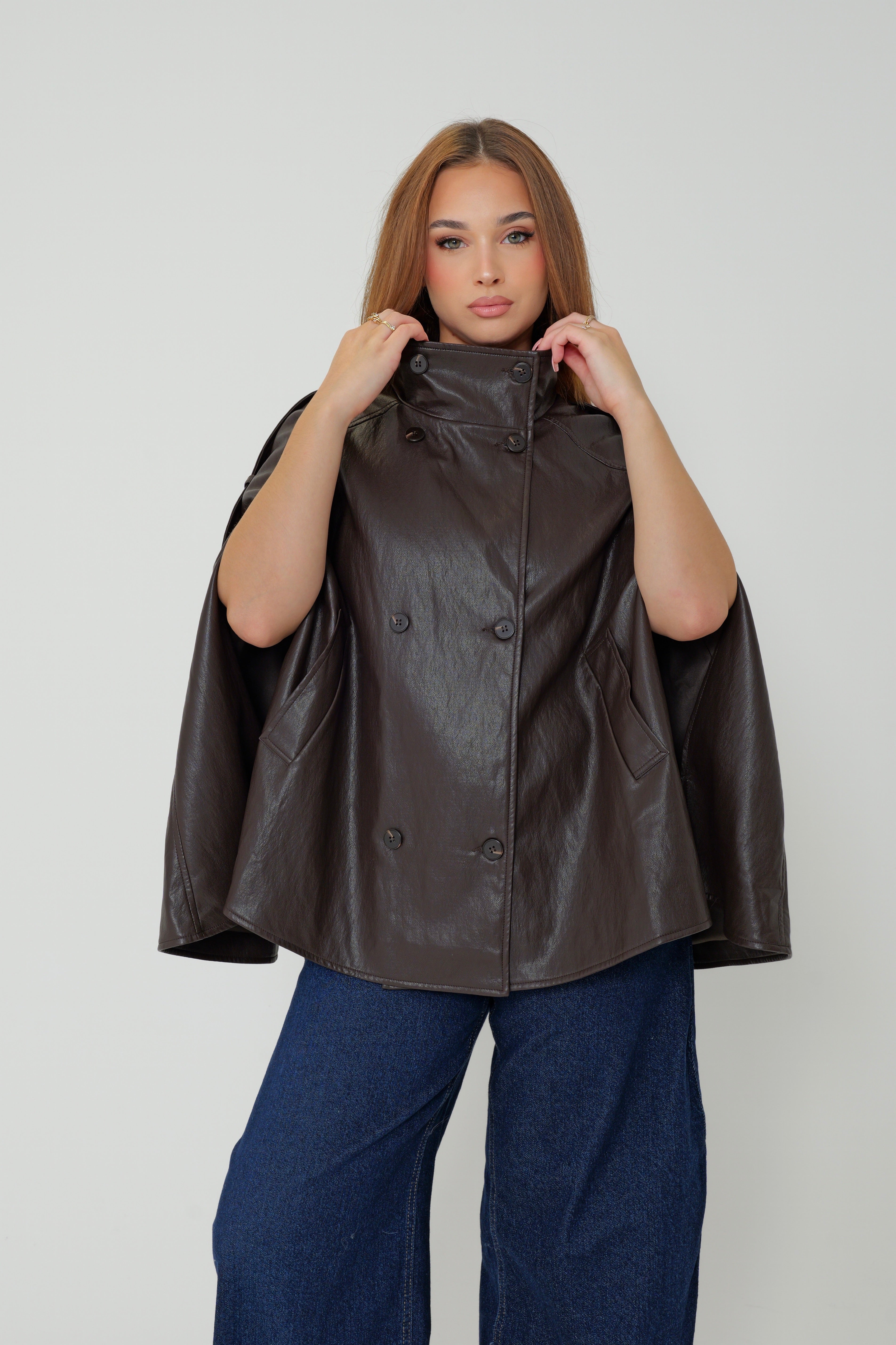 Veste Cape Simili Brown