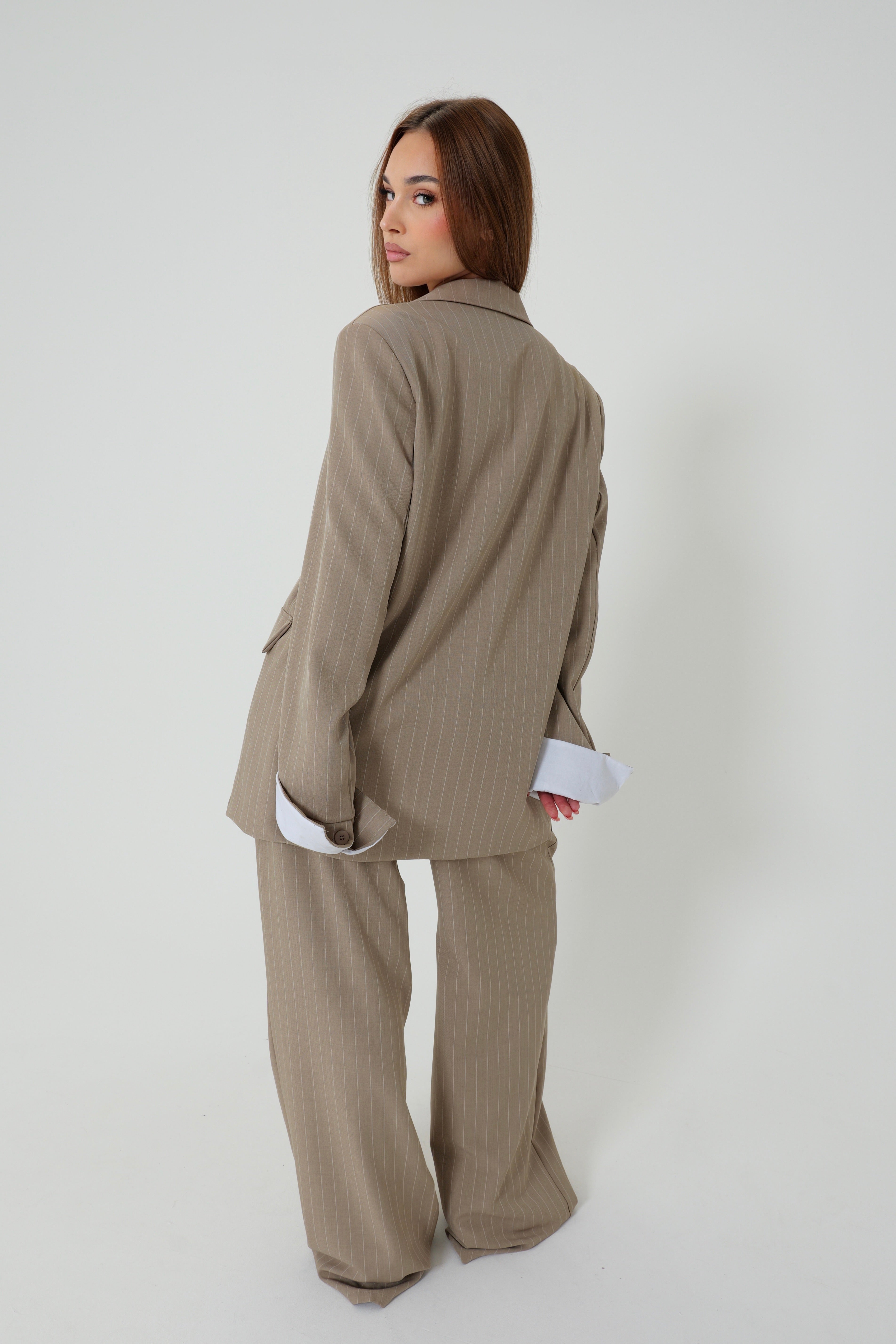 Ensemble rayure blazer revers au manche
