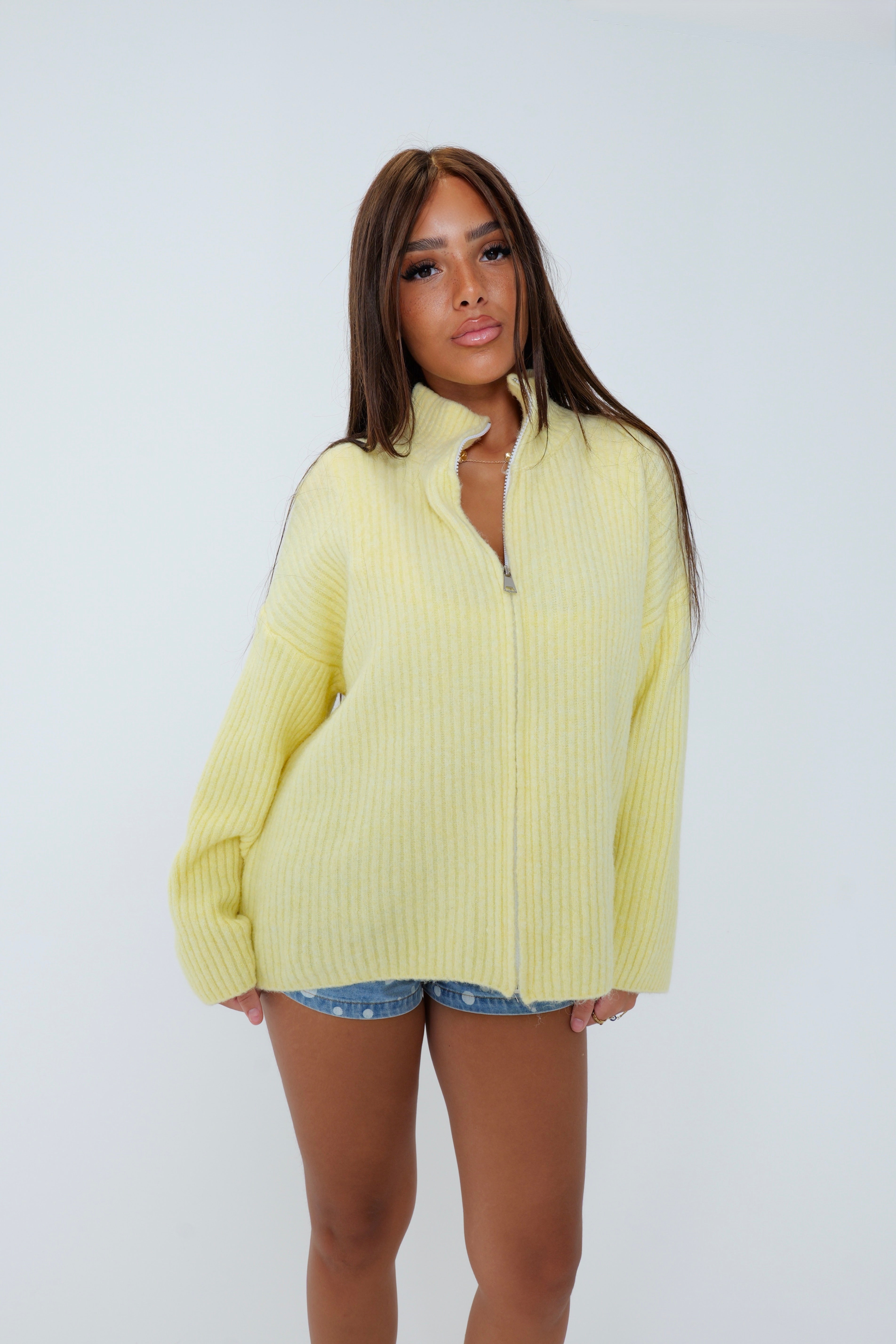 VESTE COZY MAILLE ZIPPÉE -  couleur vif