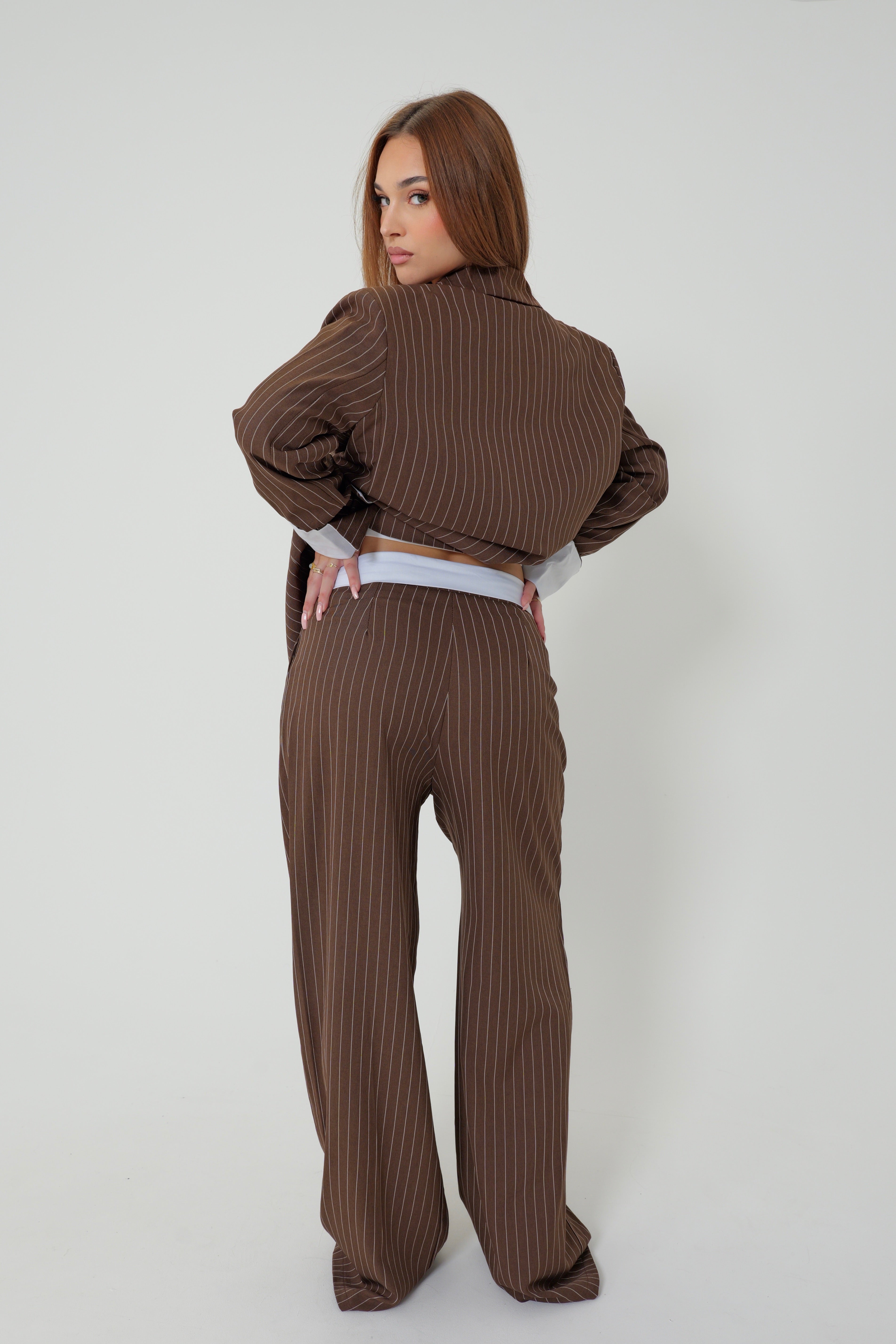 Ensemble rayure blazer revers au manche