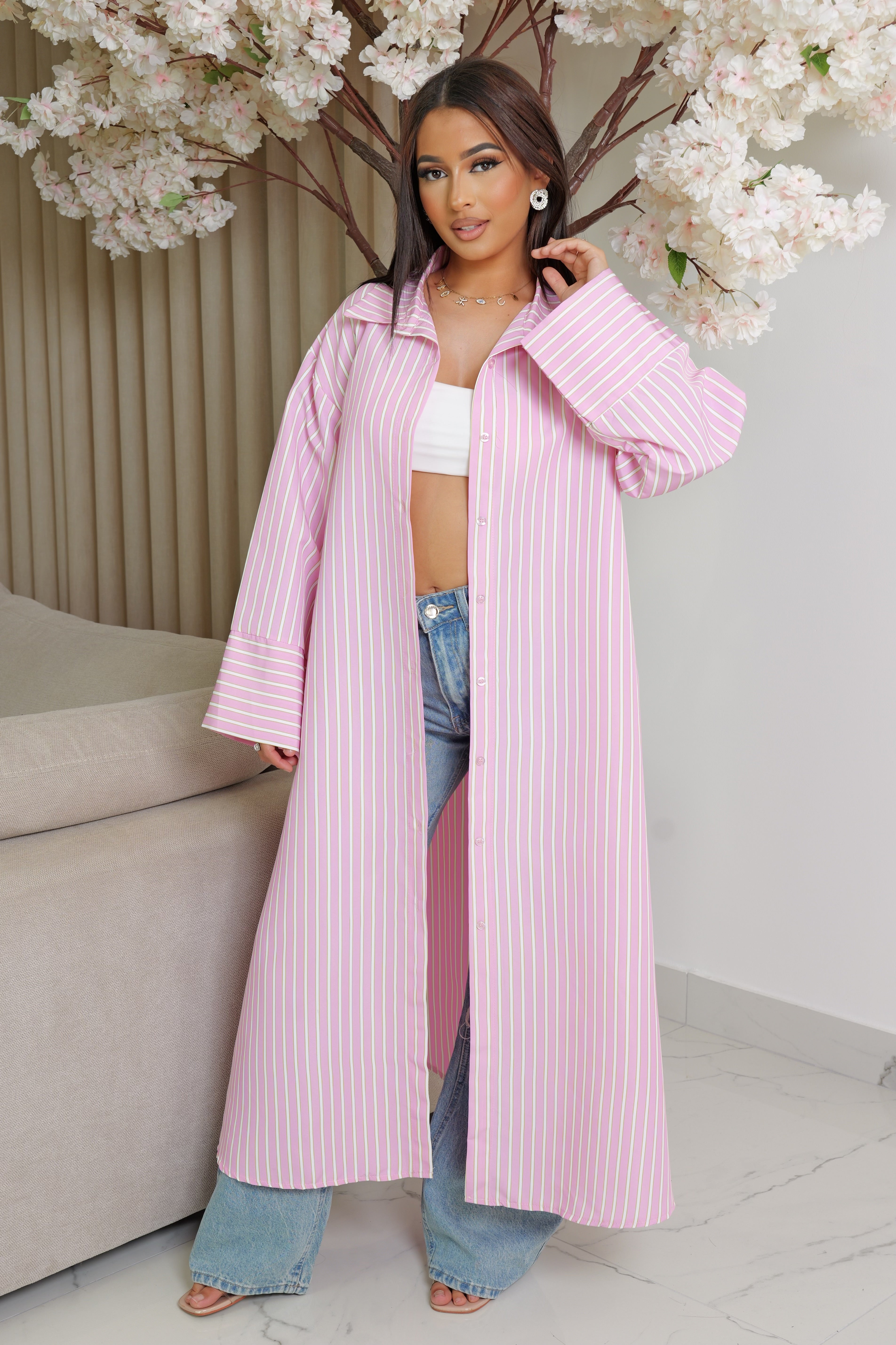 Chemise longue rayé