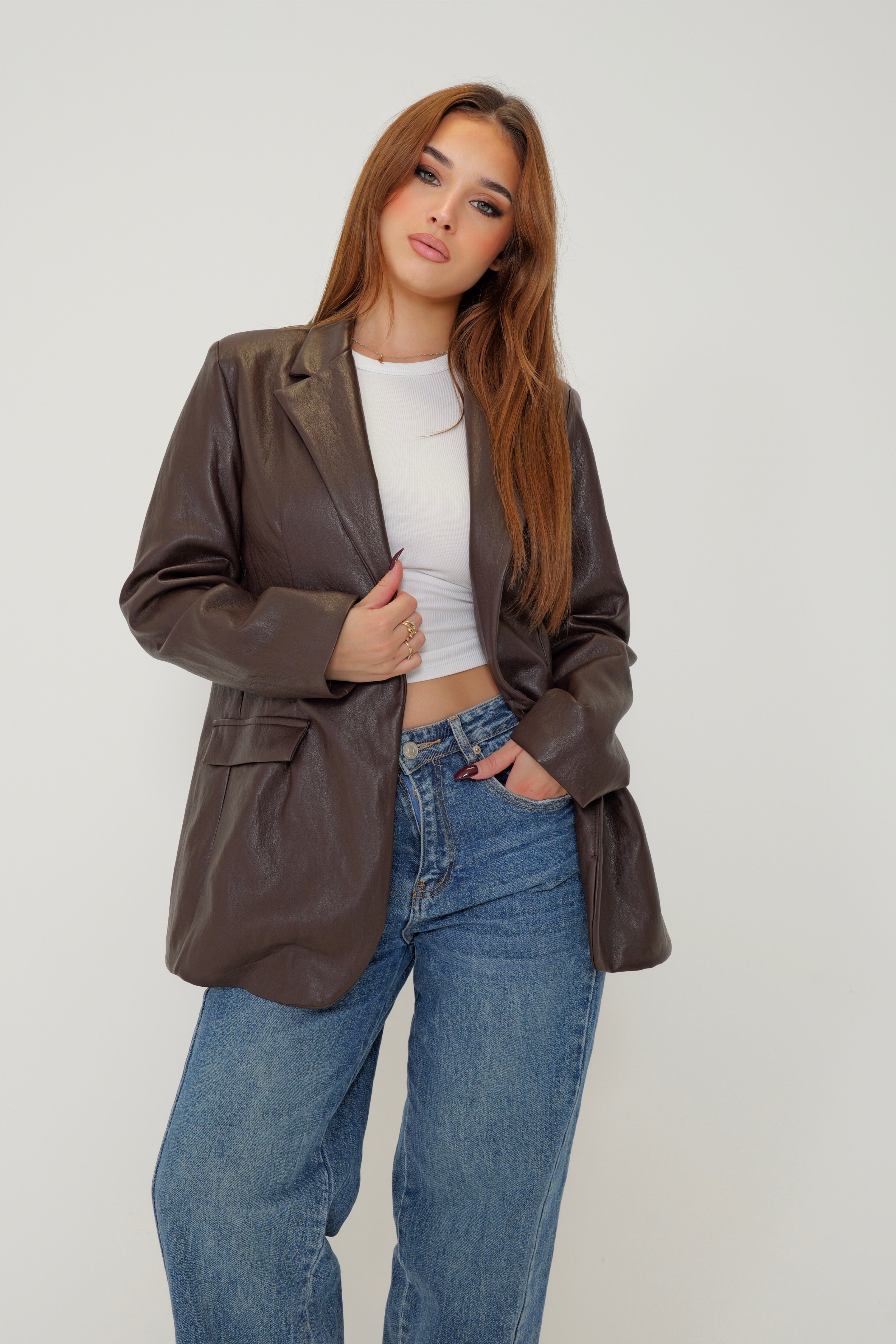 Blazer Brown Simili