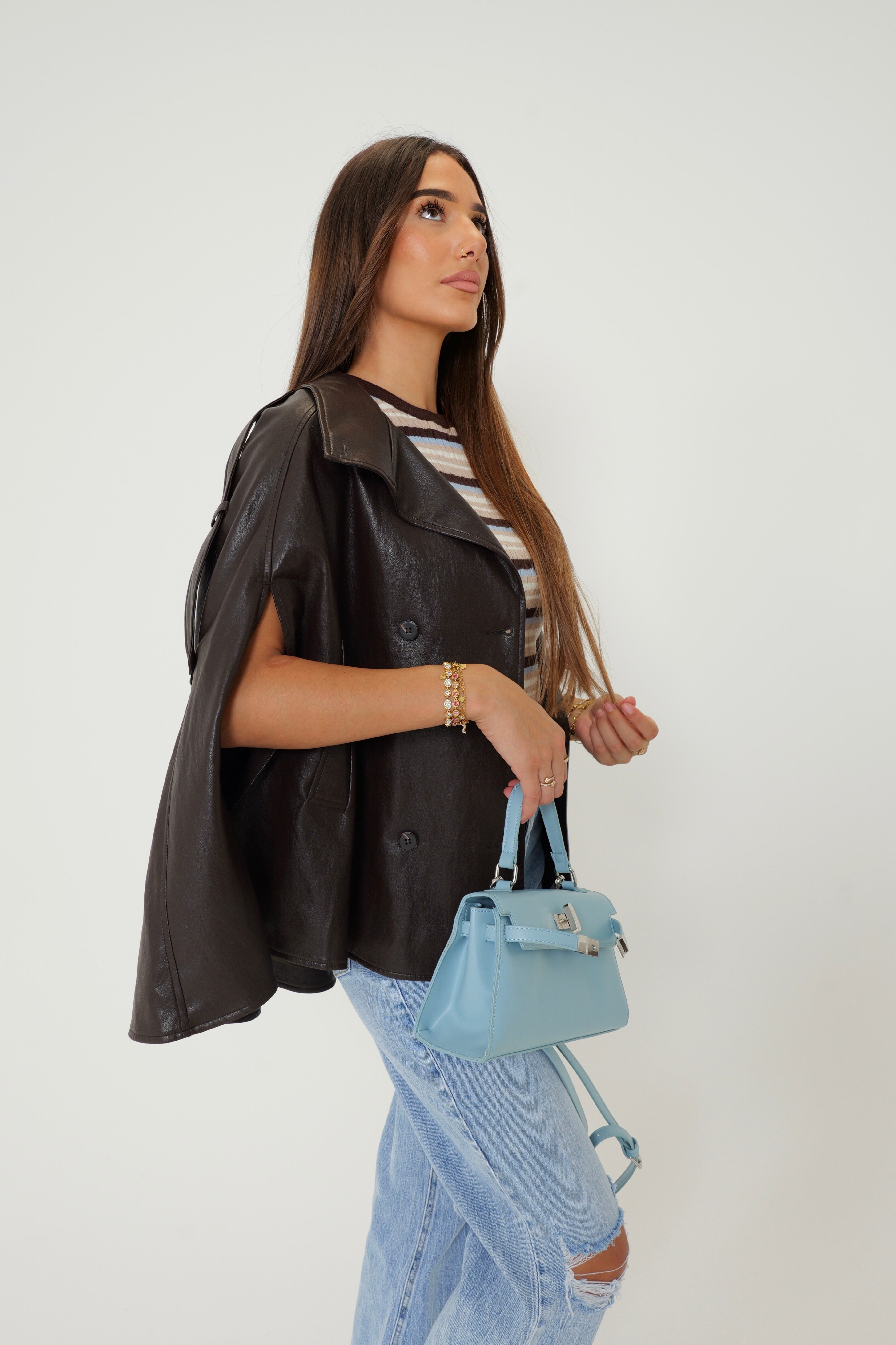 Veste Cape Simili Brown