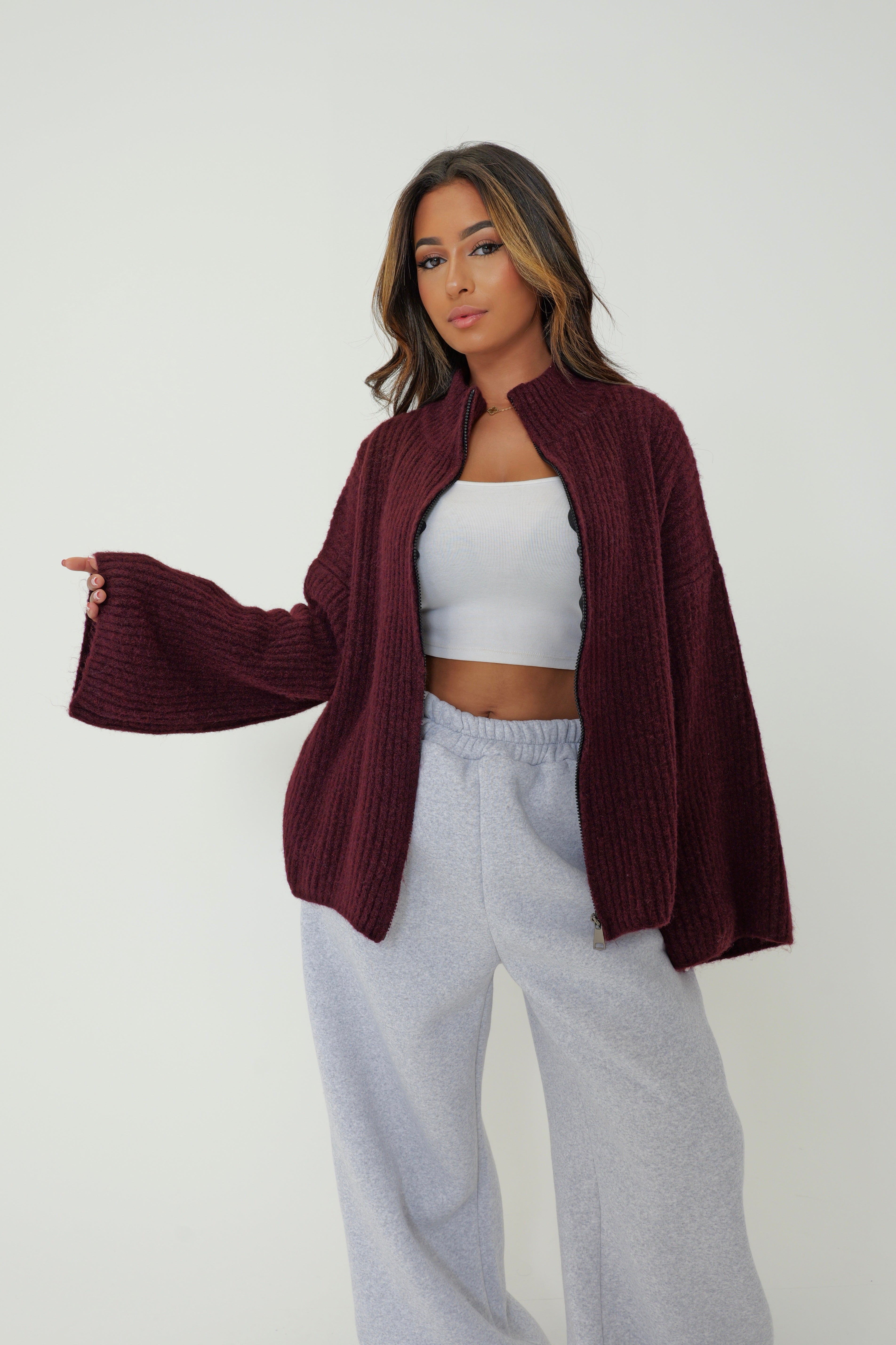 VESTE COZY MAILLE ZIPPÉE - couleur basic