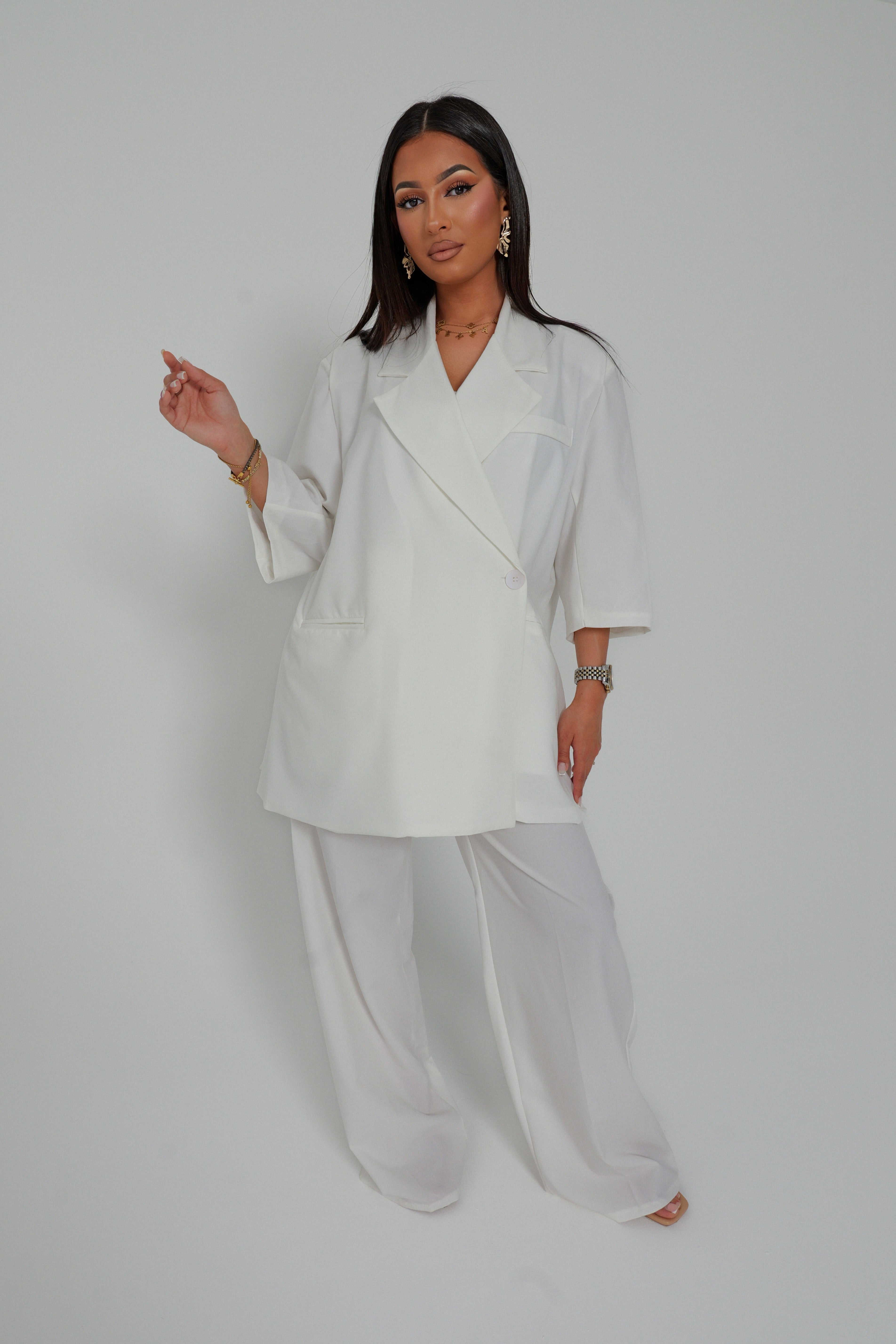 Ensemble blazer manches courtes
