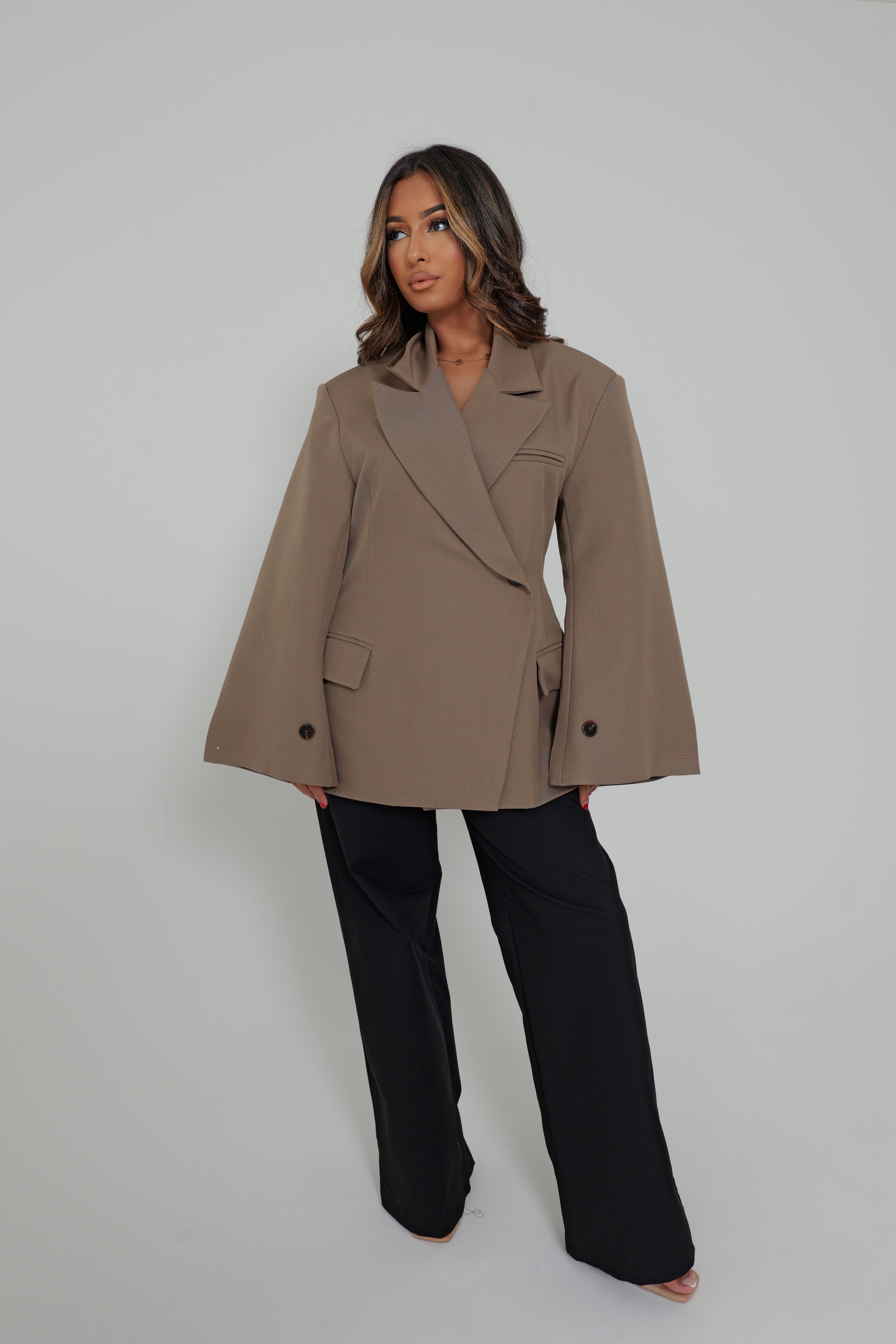 BLAZER MANCHES FLARE - taupe