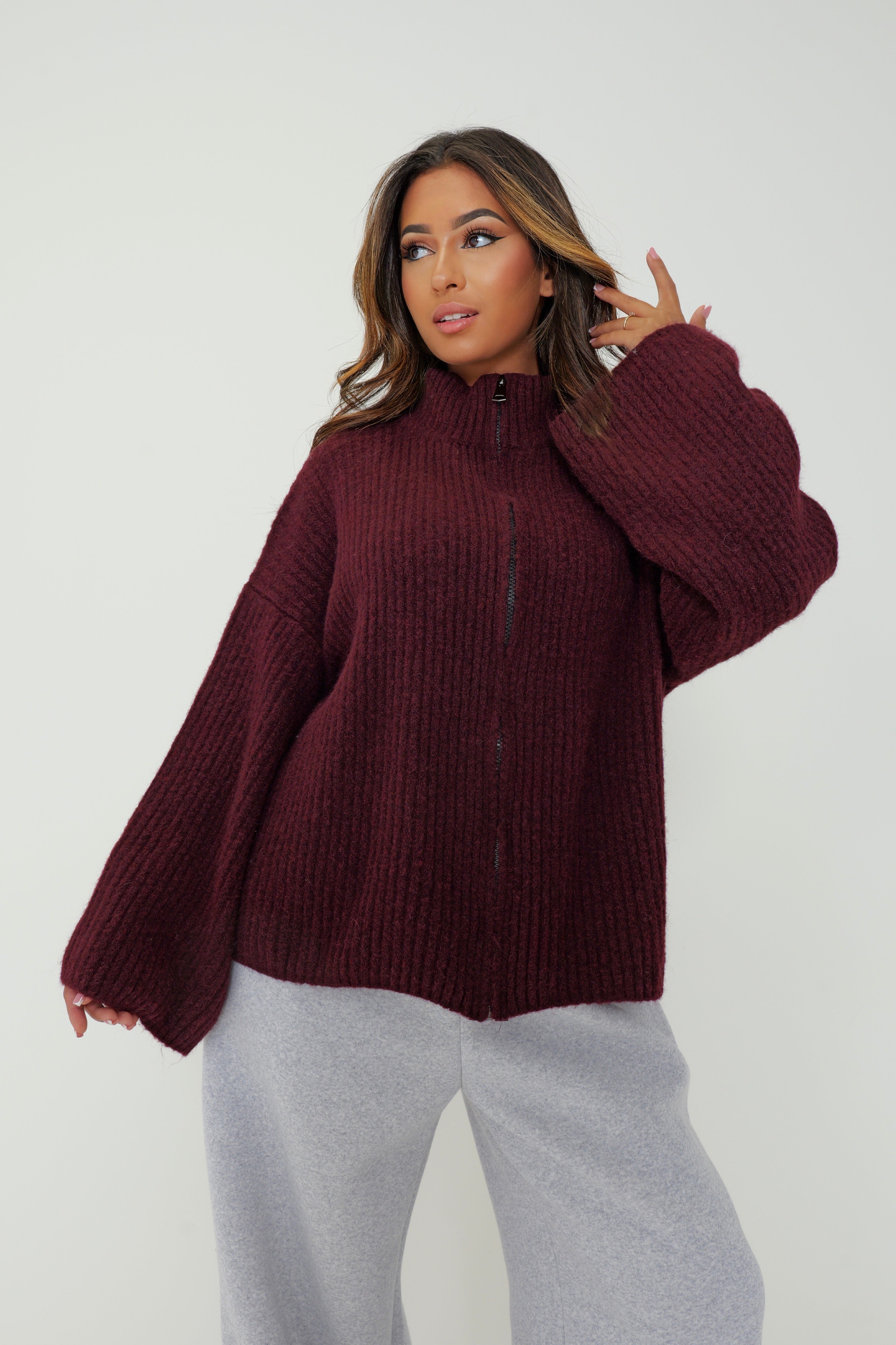 VESTE COZY MAILLE ZIPPÉE - couleur basic