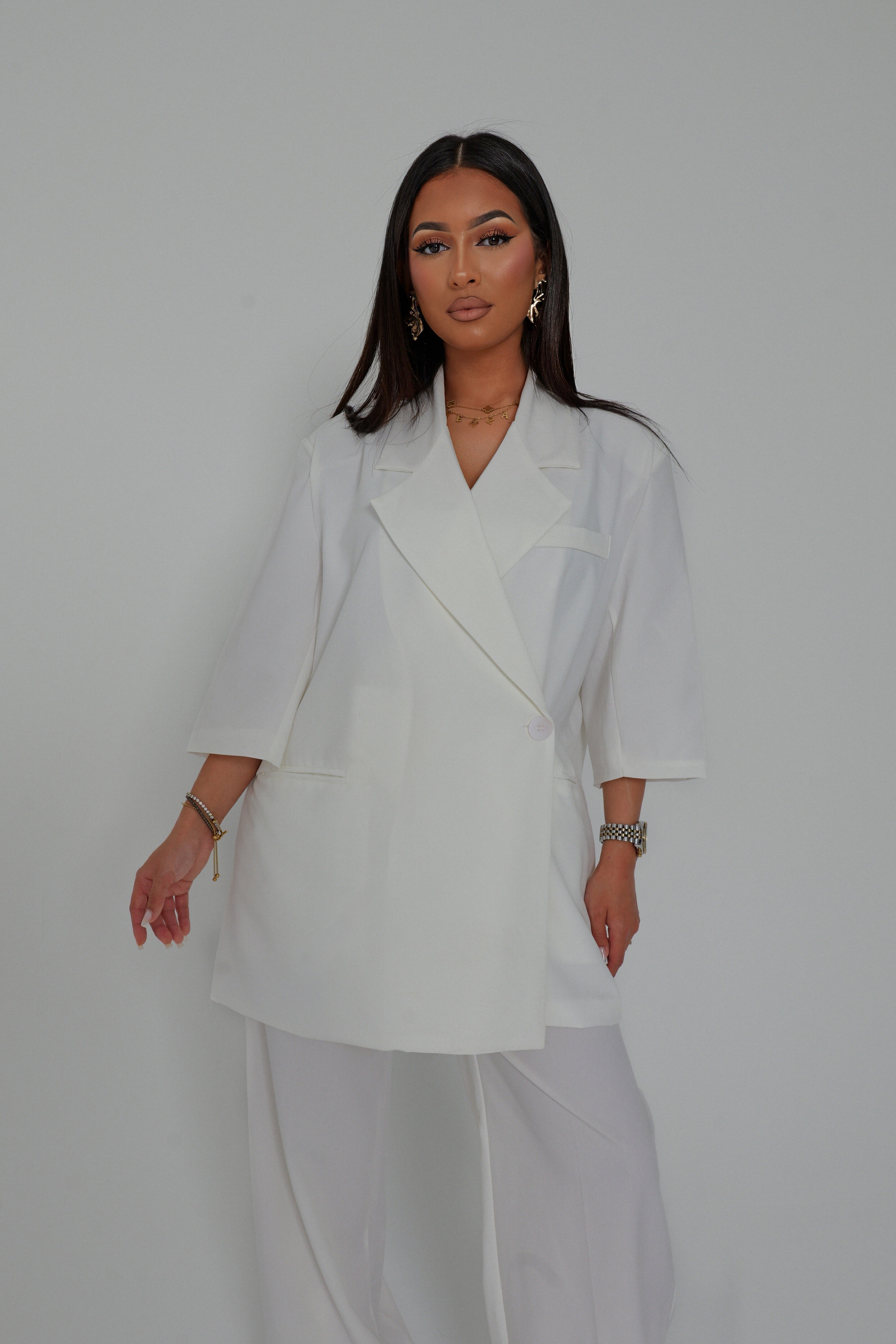 Ensemble blazer manches courtes