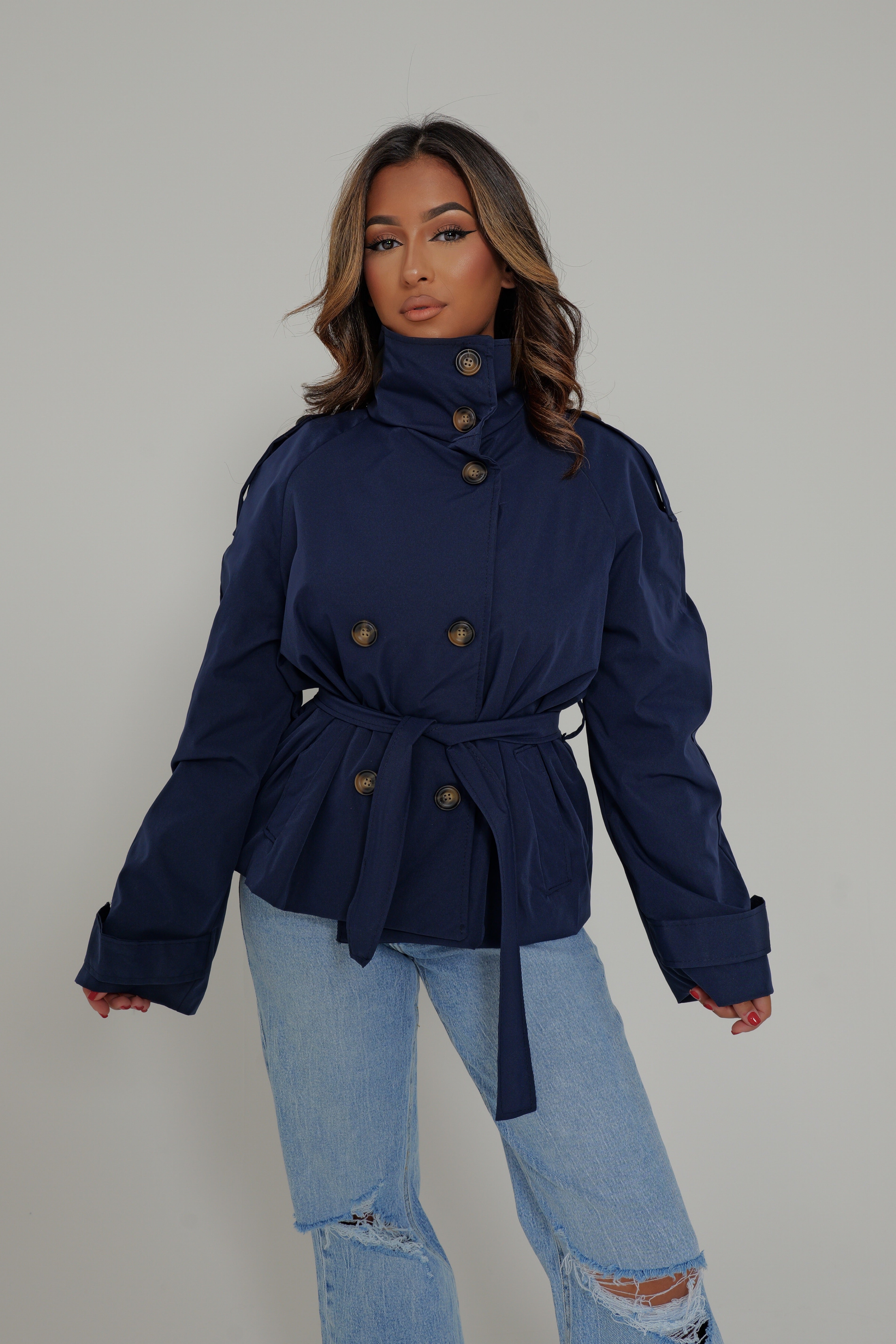 TRENCH BOUTONNÉ ALMA - Bleu marine