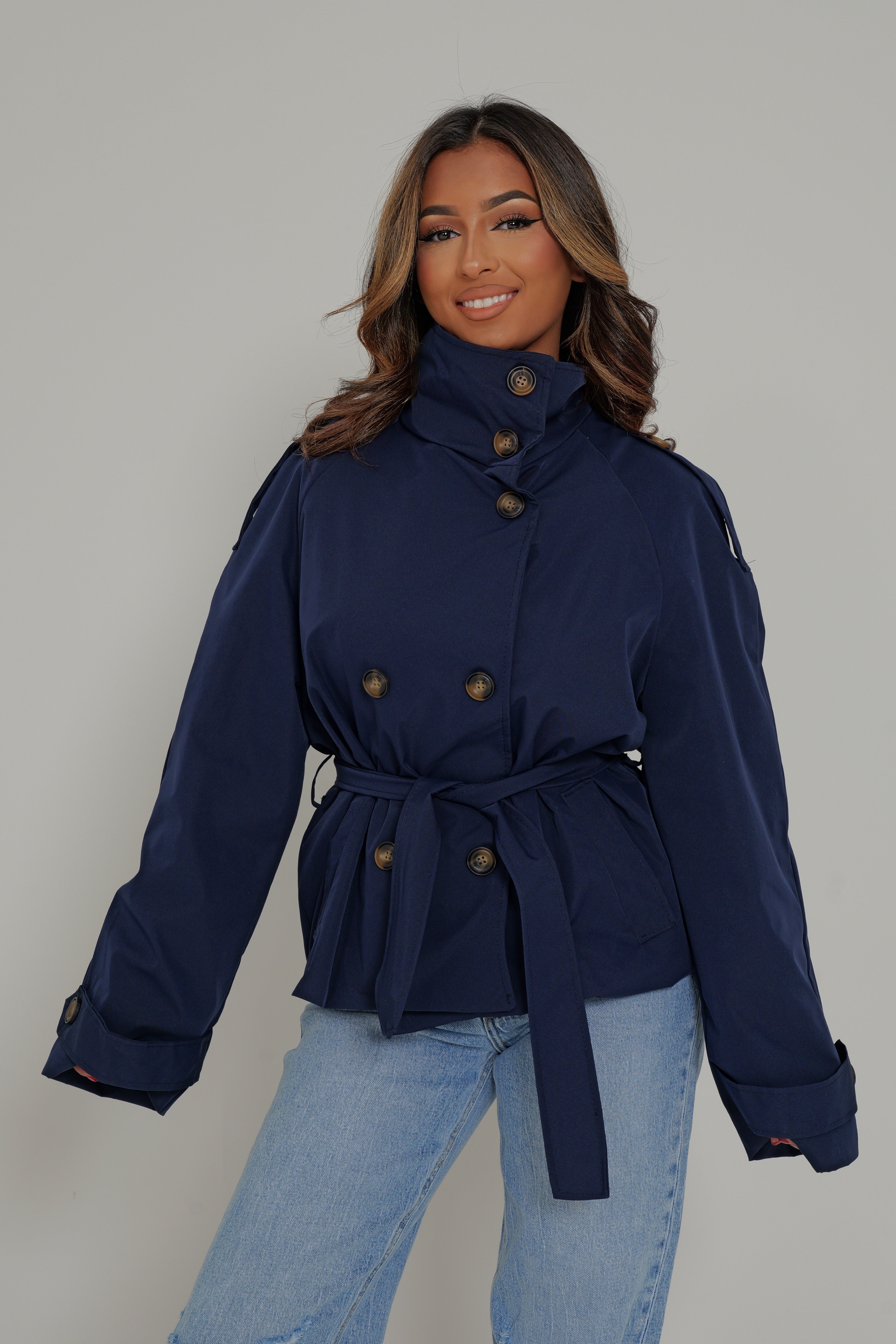 TRENCH BOUTONNÉ ALMA - Bleu marine
