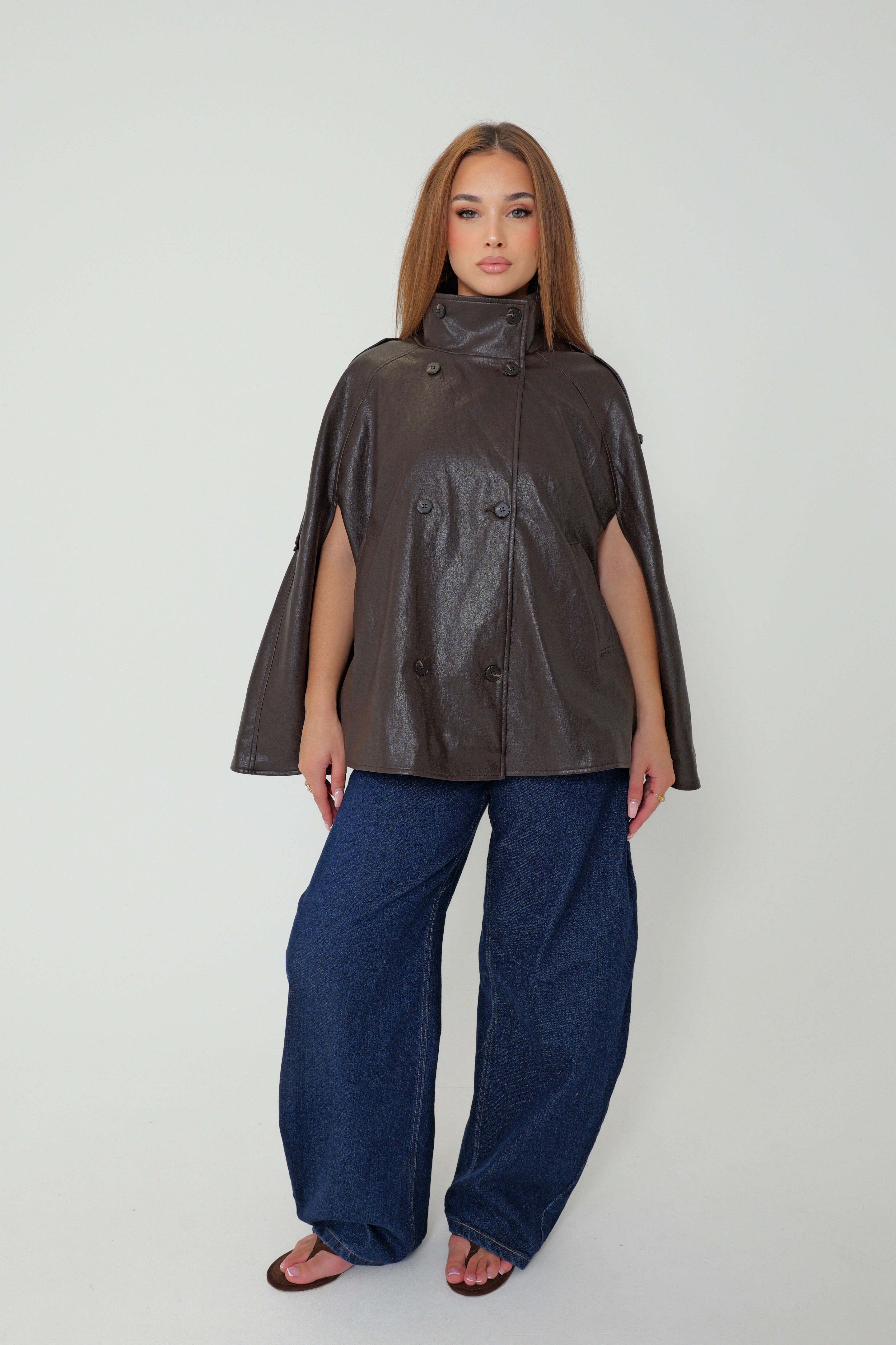 Veste Cape Simili Brown