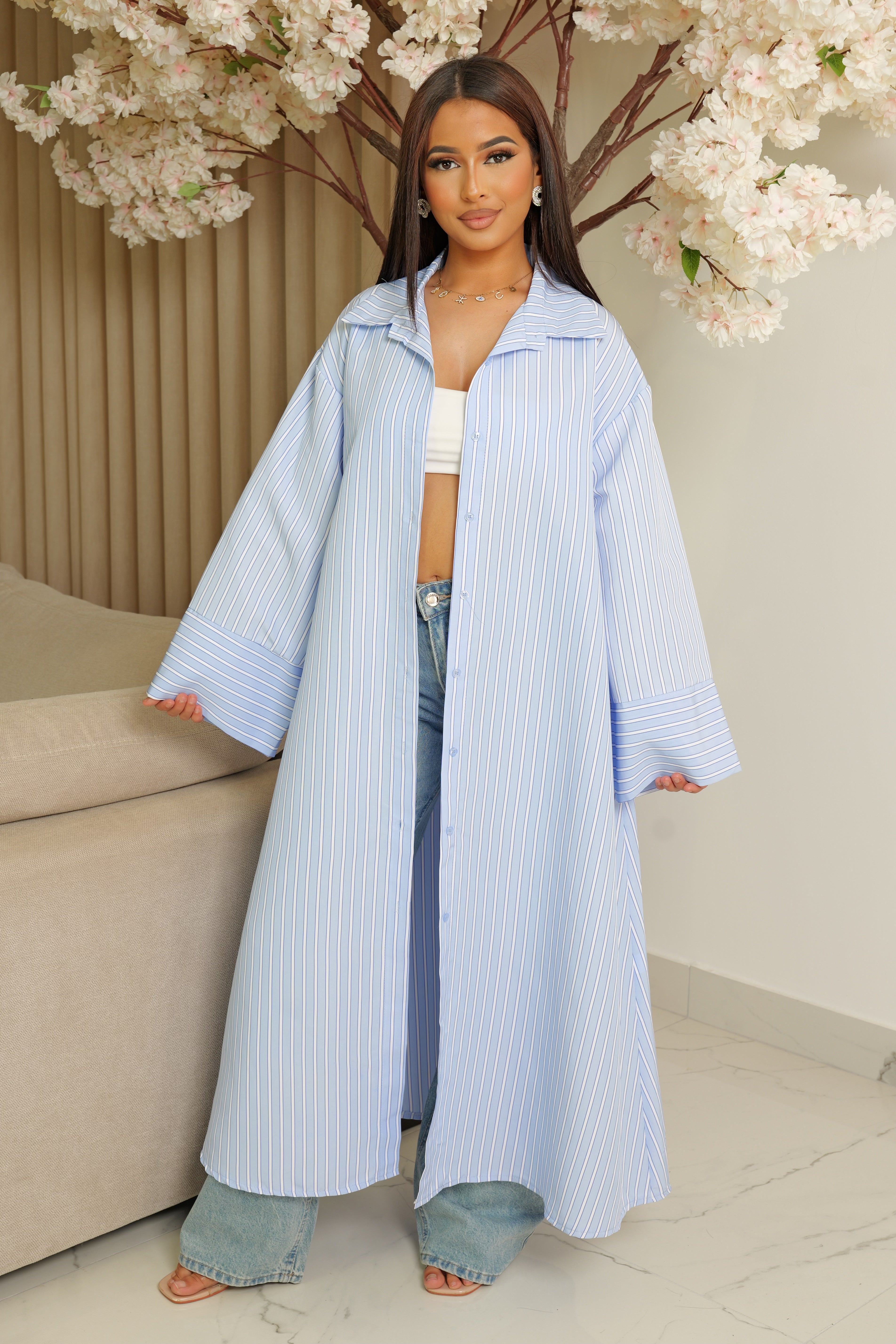 Chemise longue rayé