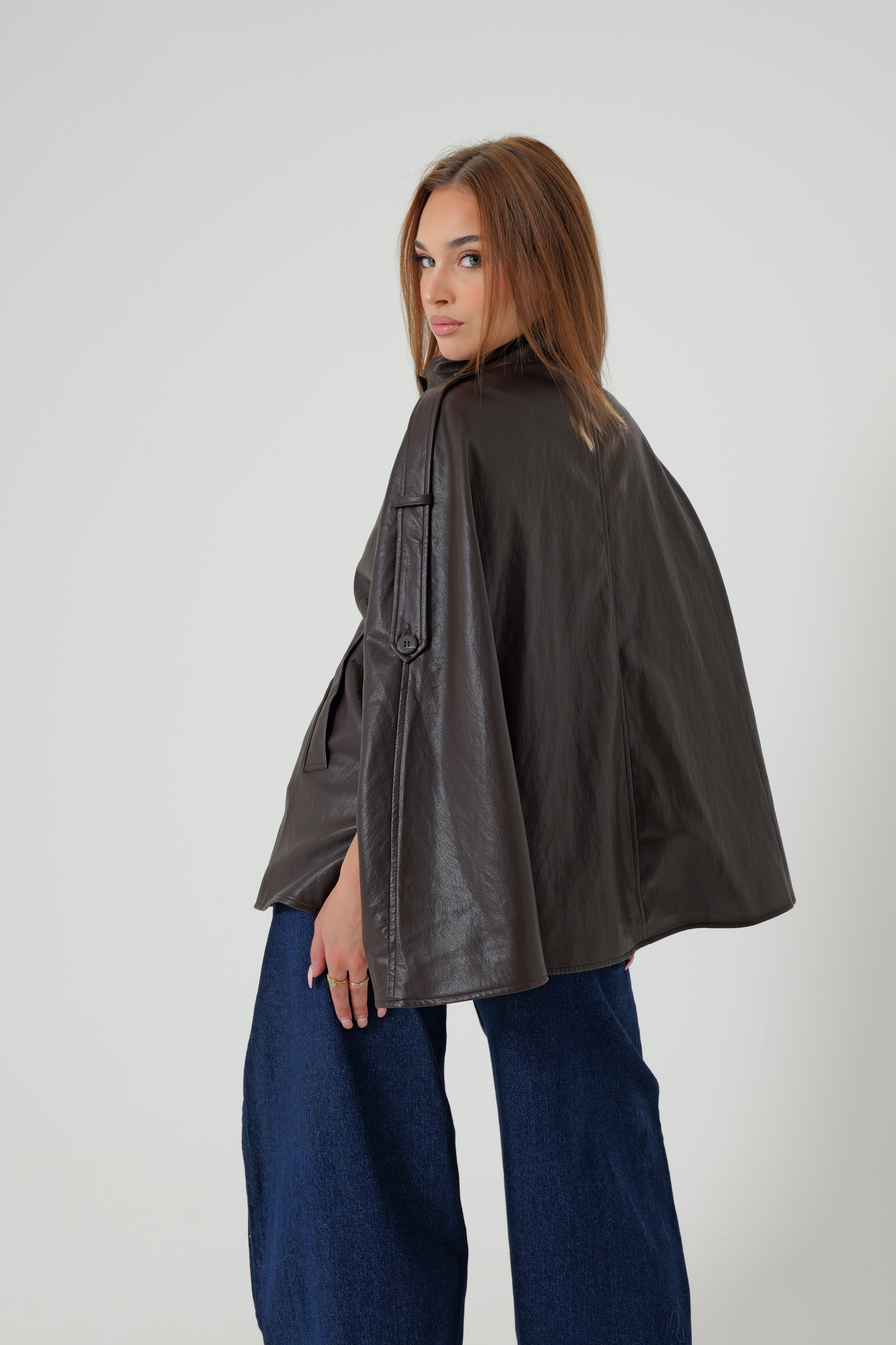 Veste Cape Simili Brown