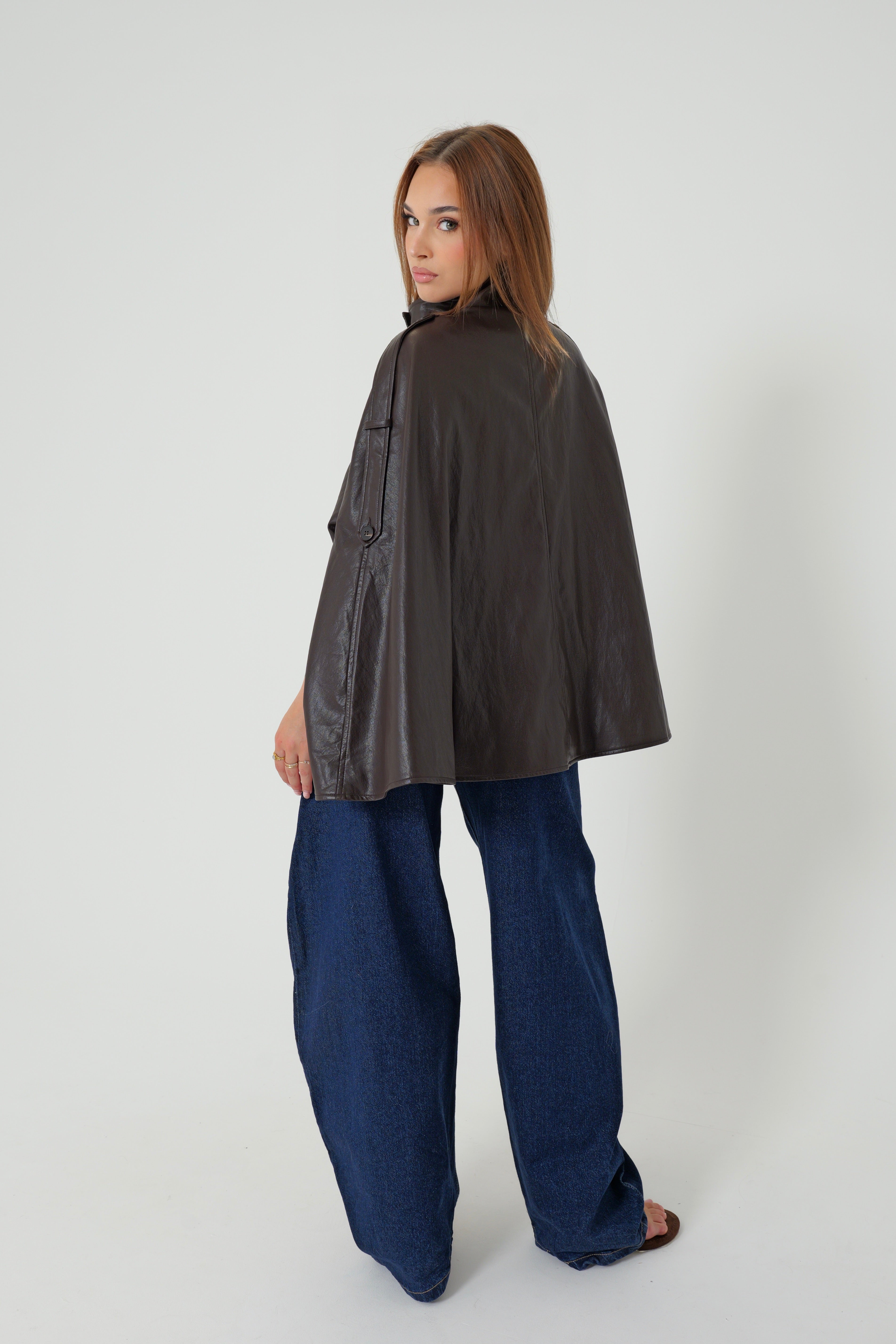 Veste Cape Simili Brown